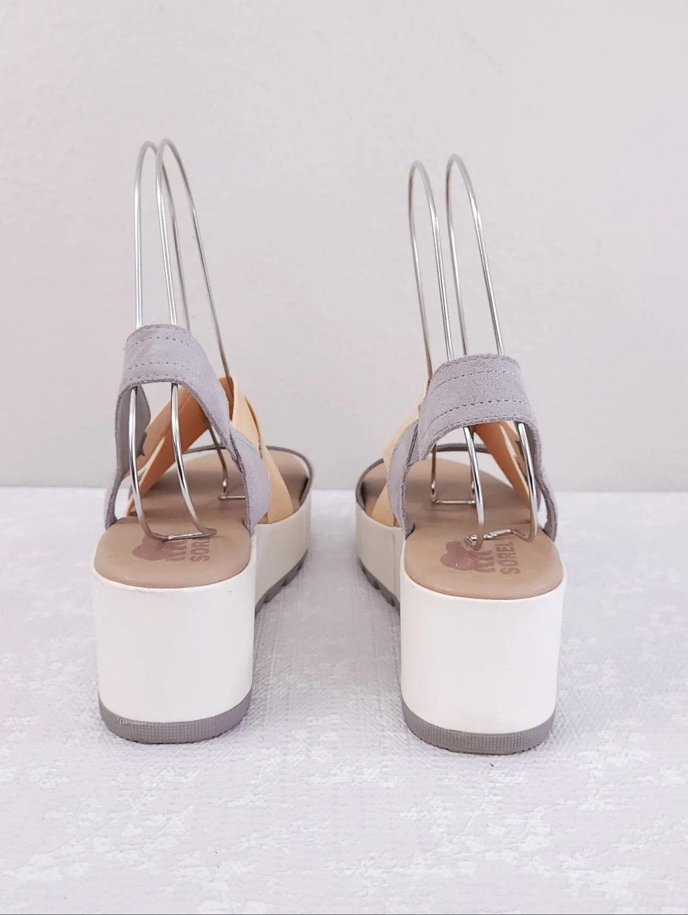 SOREL Cameron Flatform Slingback Platform Sandals US 10 Chrome Grey Chalk - Picture 6 of 11